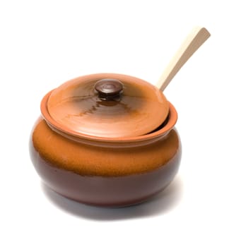 Ceramic pot it is isolated on a white background.