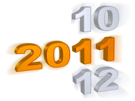 Golden 2011 design with grey ten and eleven on white background
