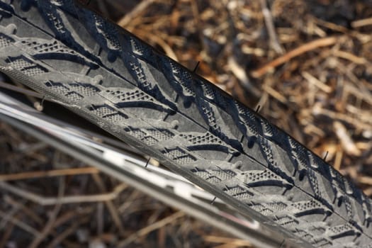 Close up of a bicycle wheel