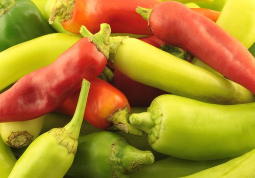 Mix of red and green peppers