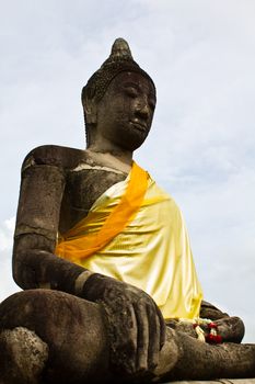 Buddha Image in Wat  Mahathat Ayutthaya of Thailand