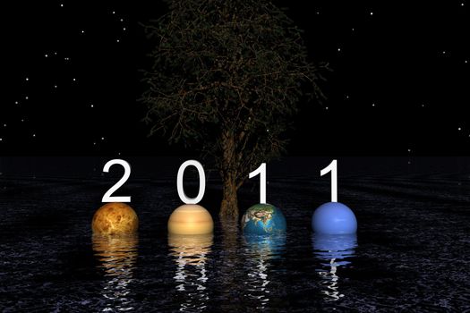 happy new yaer and planets
