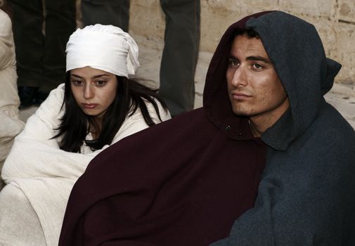 MDINA, MALTA - APR19 -  Medieval slaves in the old city of Mdina in Malta April 19, 2009