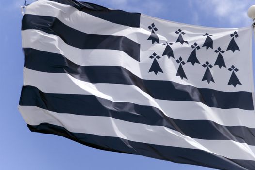 Shot of the flag of Brittany in France