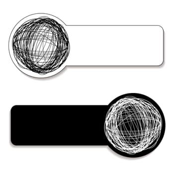 Black and white scribble tags with room to add copy