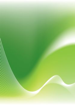 abstract background in shades of green with flowing wave lines