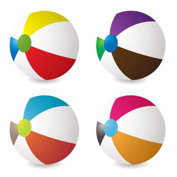 collection of beach balls with modern colours and shadow