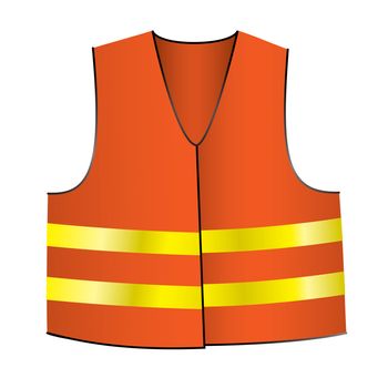 illustrated Orange safety jacket with yellow shiny stripes