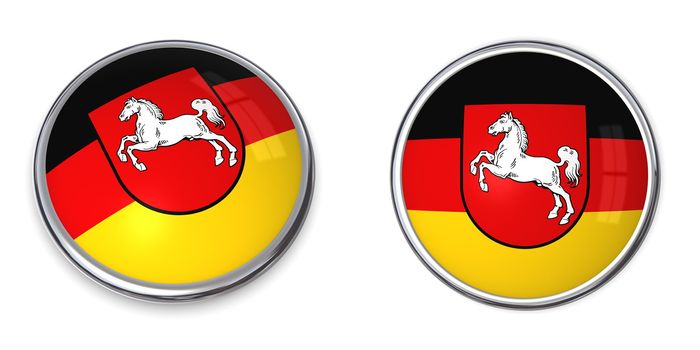 button style banner in 3D of Lower Saxony/Niedersachsen/Germany