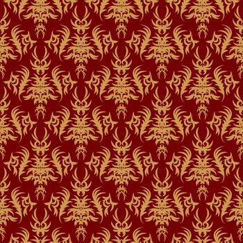 seamless pattern on a red background. Retro, vintage