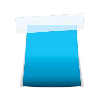 blue paper tag with sticky tape and space for text