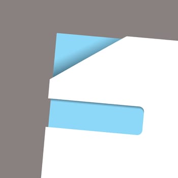 piece of white paper with slot and corner removed blue card
