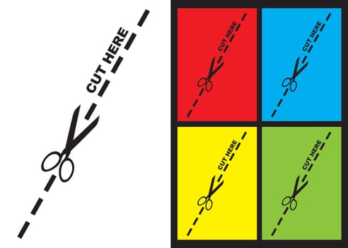 cut along the dotted line logo with color variation