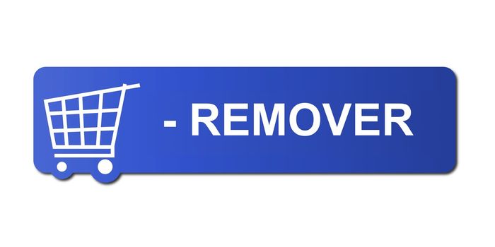 Remover button with a shopping cart on white background.