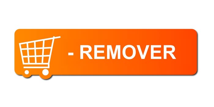 Remover button with a shopping cart on white background.