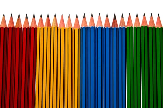 Pencils Blue Red and Yellow Isolated on White Background