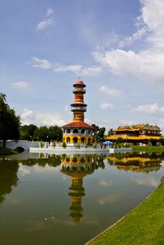 Bang Pa-in Palace Ayutthaya Thailand, the Tower against the backdrop of the sky.