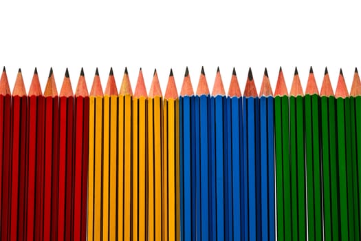 Pencils Blue Red and Yellow Isolated on White Background