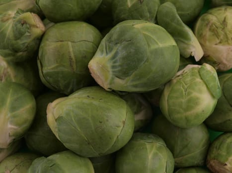 Close up of organic Brussel sprouts with no background.