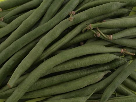 Green organic runner beans  with no background.