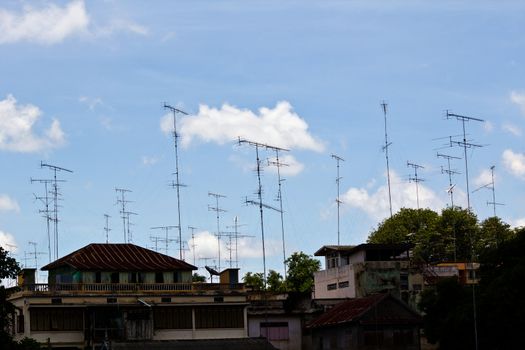 TV antennas mounted on roof