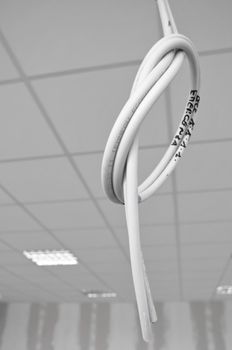 Electrical cable node in a interior under construction office