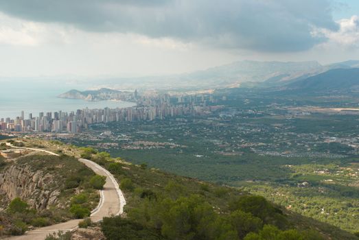 A high rise building city seen from amids nature