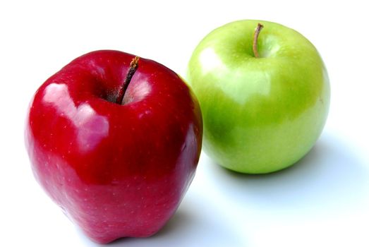 An isolated shot of red and green apples