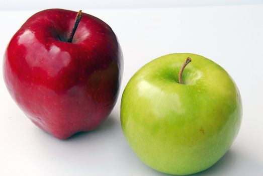 An isolated shot of red and green apples