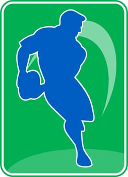 illustration of a rugby player running passing ball