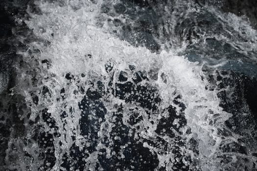 Turbulent flows of clean water with splashes and bubbles - the background