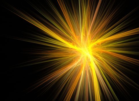 Yellow starburst abstract fractal with black background