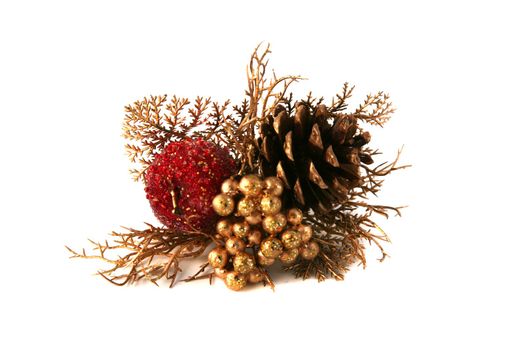 Apple and berry Christmas decoration with pine cone