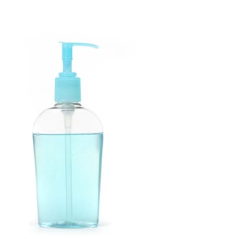 Antibacterial Aqua Blue Hand Soap in a Pump Syle Container Isolated on White