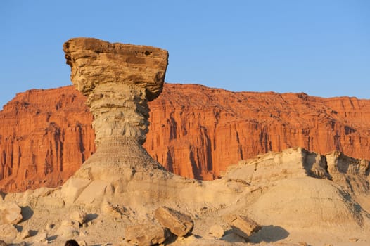 Sandstone formation in Ischigualasto, Argentina, the one called "the mushroom". UNESCO world heritage site.