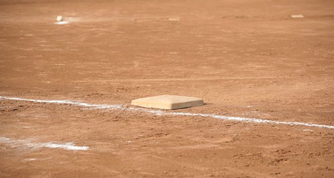 Ball near pitcher's mound and base