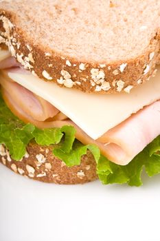 A healthy turkey sandwich on whole wheat bread