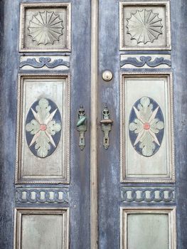 Old decorative beautiful hand craft painted wooden door