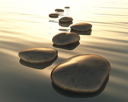 An image of golden light step stones