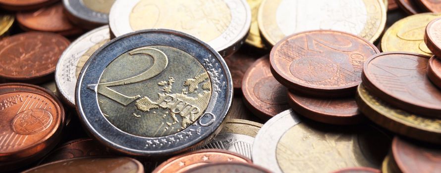 pile of euro money coins showing financial success