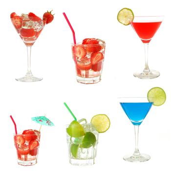 drink or cocktail collection isolated on a white background