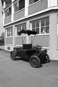 Black and white vintage car