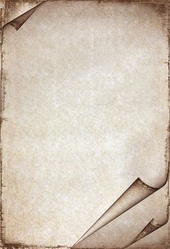 Old paper texture with stains patterns and the bent edges
