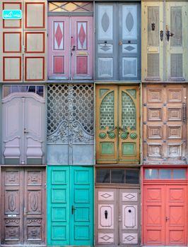 Antique doors of houses in the old part of town