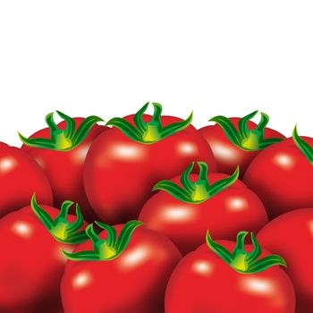 Red tomatos pattern on white background, illustration