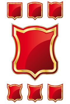 Red and Gold Shield design element collection. In the vector file: each element is positioned on a different layer. Easy to edit.