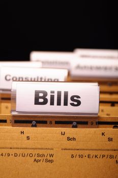 bill or bills word on paper riders showing payment or debts concept