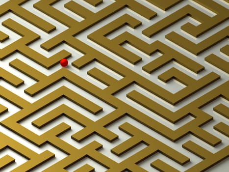 Lost in the Labyrinth. Maze. 3D image.