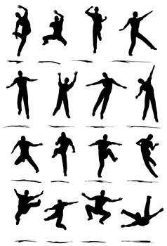 Dancer Jump silhouette various poses.