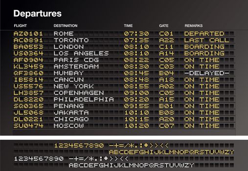 Airport departures timetable